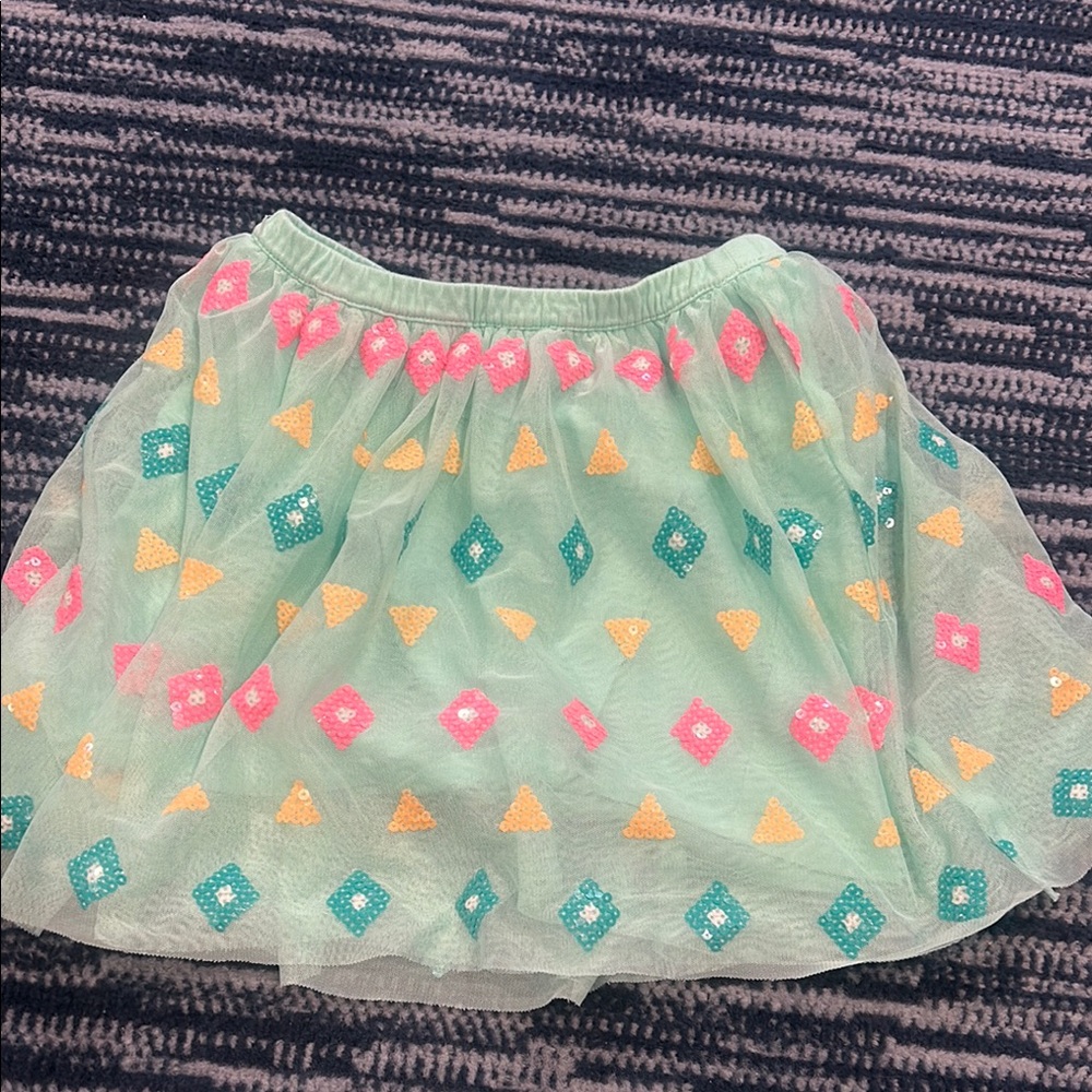 Cat & Jack Mint Green Skirt with Pink and Yellow Accents